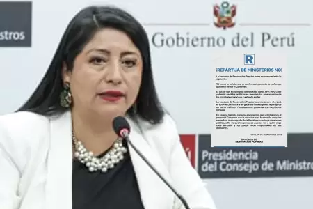 Renovaci�n Popular no dar� voto de confianza al gabinete de Denisse Miralles.