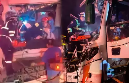 Choque entre dos buses en la v�a Bogot�-La Vega.