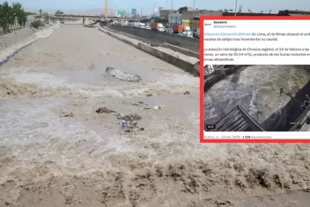 Senamhi report� incremento del caudal del r�o R�mac en Lima