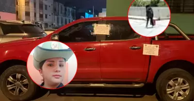 C�mara de seguridad capt� el momento en que la suboficial abord� la camioneta de