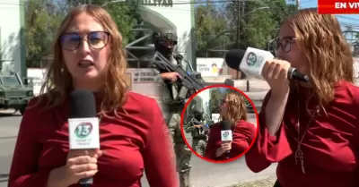 Reportera tuvo que cortar la transmisi�n ante riego de posible ataque armado.
