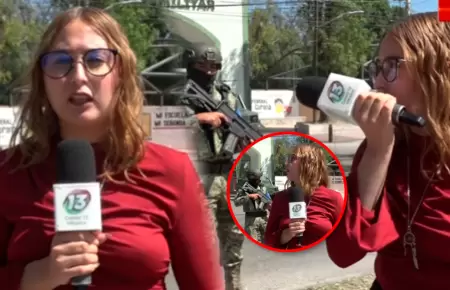 Reportera tuvo que cortar la transmisi�n ante riego de posible ataque armado.