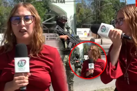 Reportera tuvo que cortar la transmisi�n ante riego de posible ataque armado.