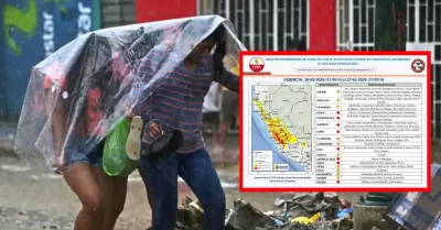 Lluvias intensas golpear�n 17 regiones hasta el viernes 27 de febrero