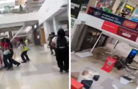 Parte del techo del Mall Aventura Plaza Bellavista se desprende