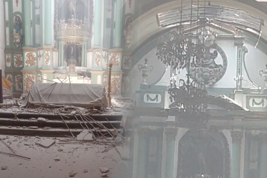 Techo sobre el altar techo qued� expuesto.