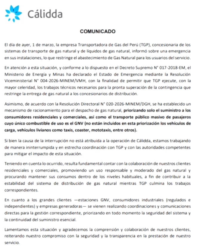 Comunicado oficial de C�lidda.
