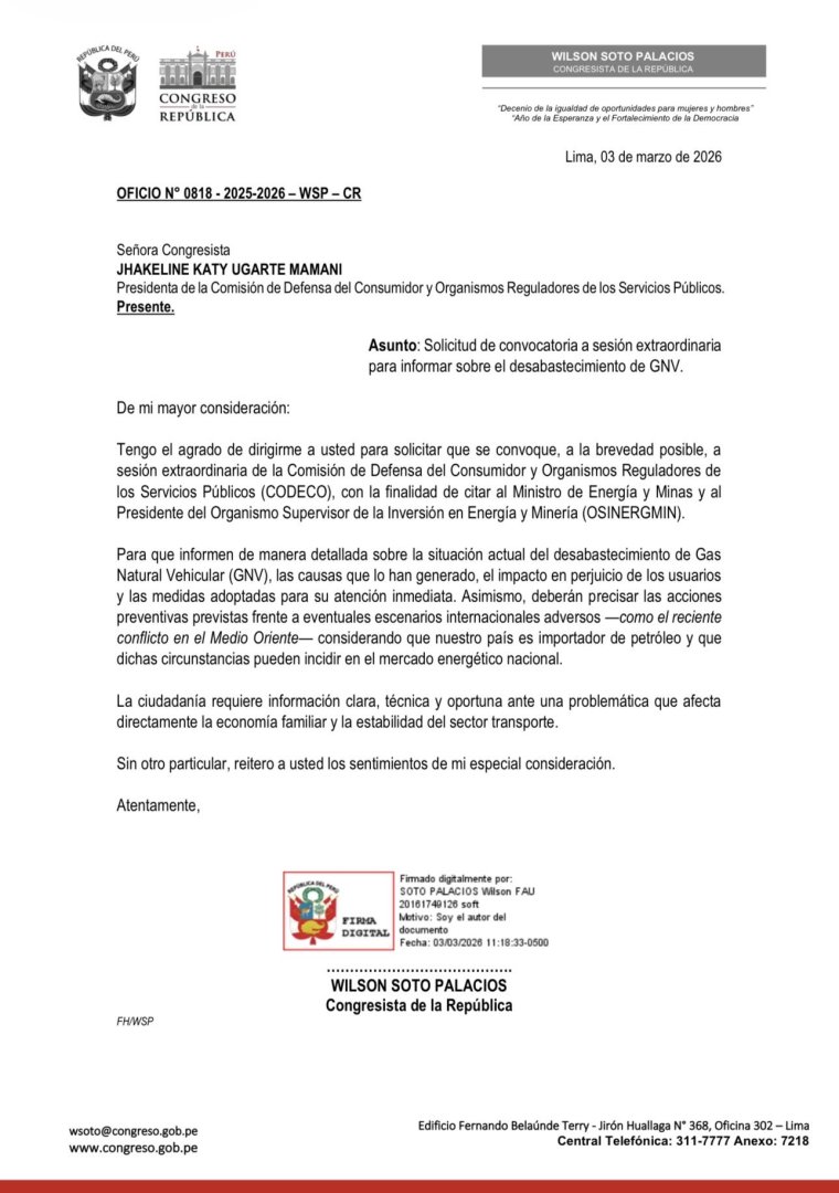 Solicitud de sesi�n extraordinaria de la CODECO.