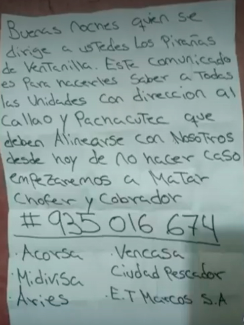 Delincuentes dejaron nota extorsiva tras el ataque.