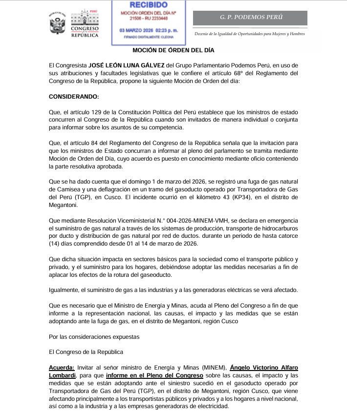 Moci�n de Orden del D�a N.� 21506