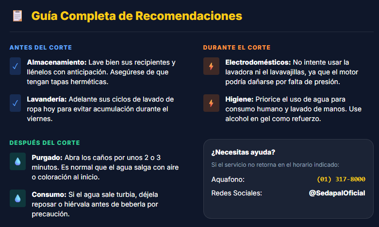 Recomendaciones por el corte de agua el 6 de marzo.