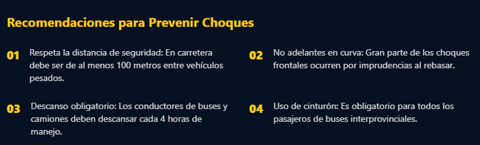 Recomendaciones para prevenir accidentes.
