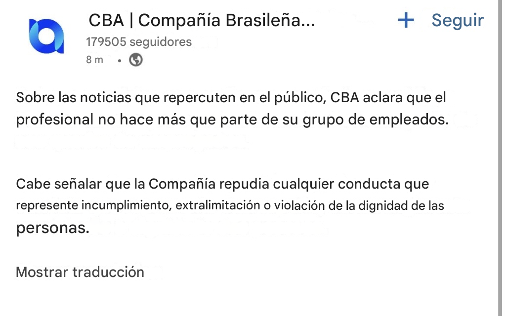 Comunicado de la Compa��a Brasile�a de Aluminio.
