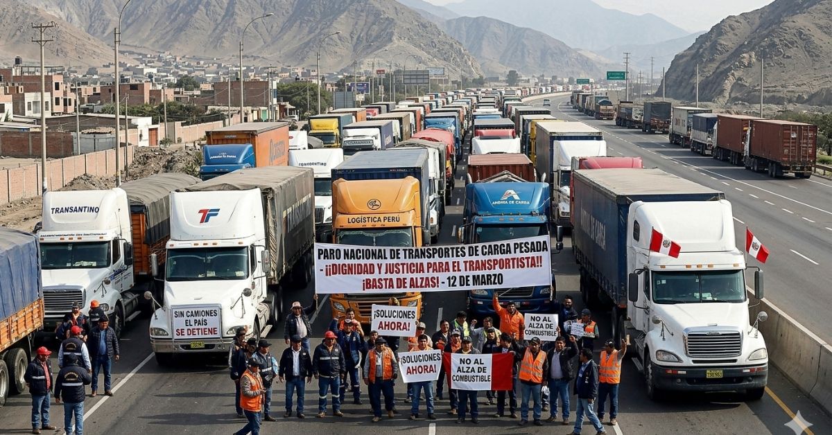 Paro nacional el 12 de marzo: Transportistas de carga pesada exigen suspender tributos al combustible por crisis energética