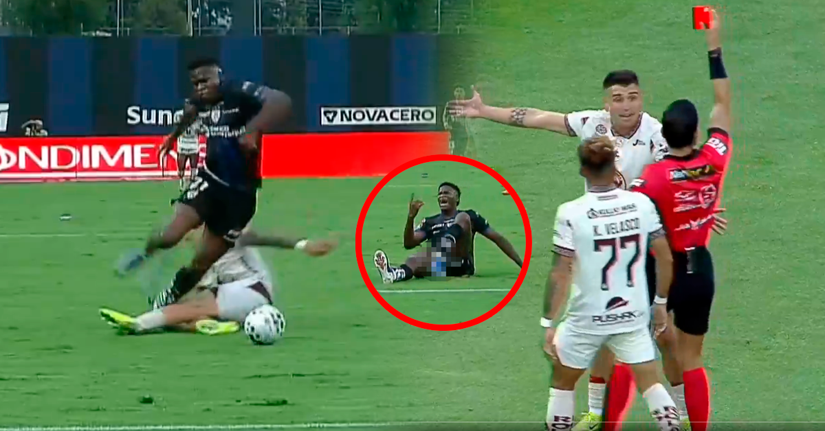 Impactante jugada en el fútbol ecuatoriano: Expulsan a jugador tras BRUTAL patada que dejó a rival lesionado