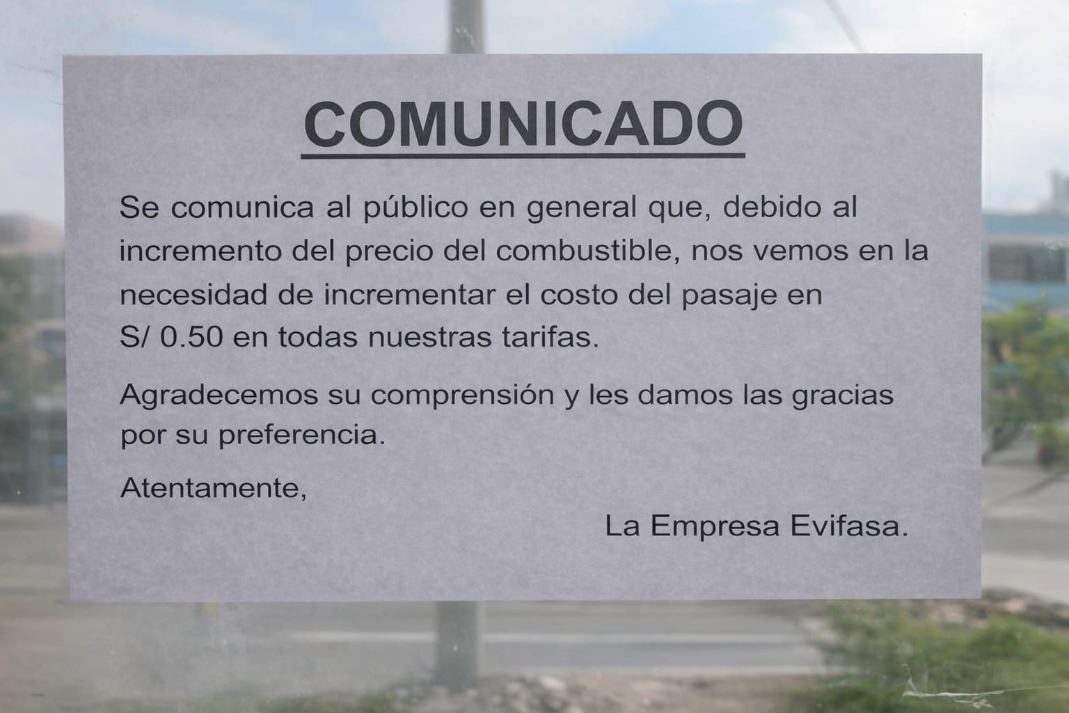 Comunicado de EVIFASA