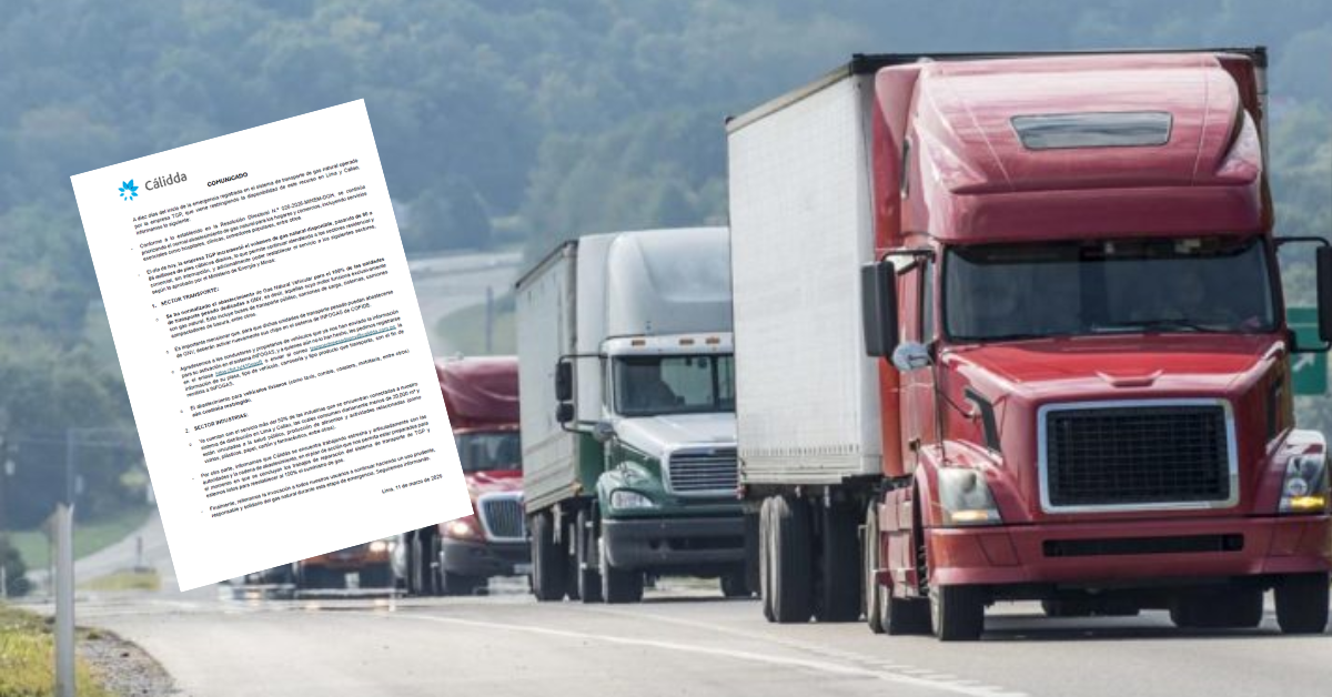 Cálidda anuncia normalización del suministro de GNV para el 100% de transporte pesado