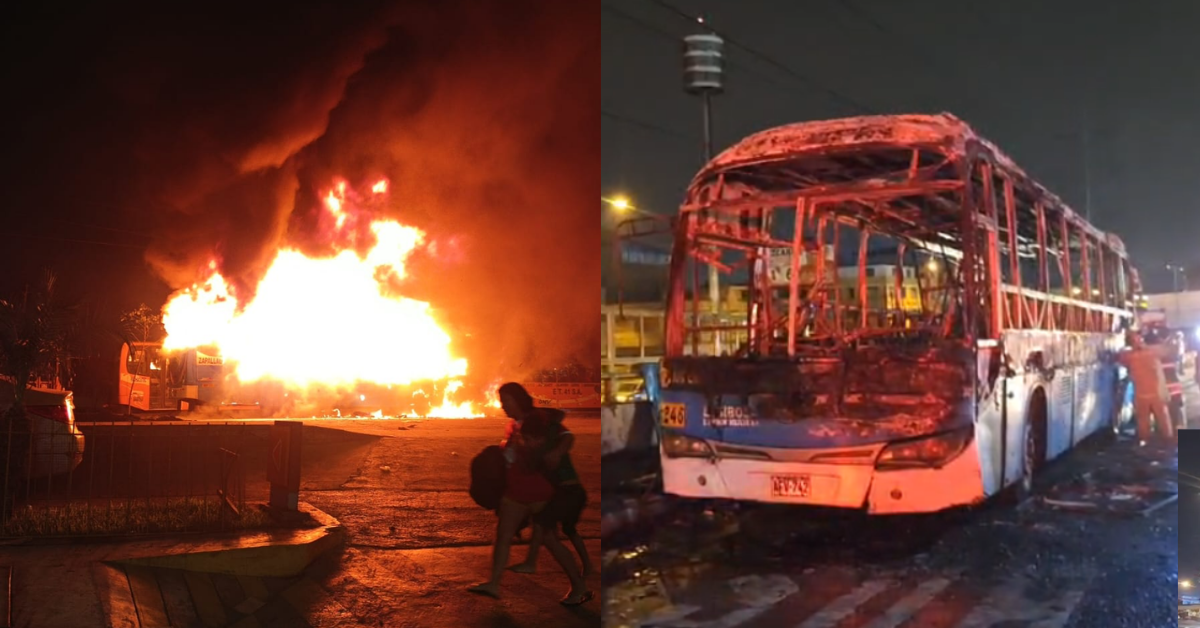 Presuntos extorsionadores incendian bus de transporte p�blico