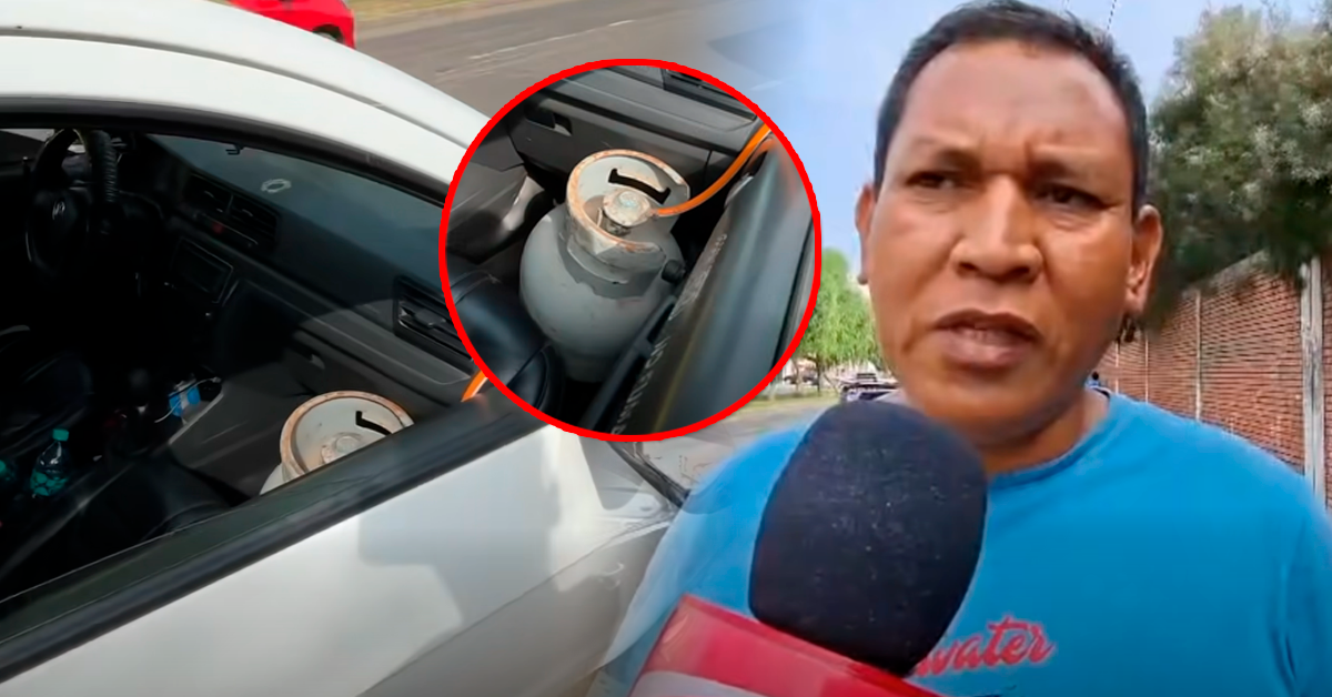 Taxista instala balón de gas doméstico a su vehículo ante crisis energética: "No me quedó de otra"