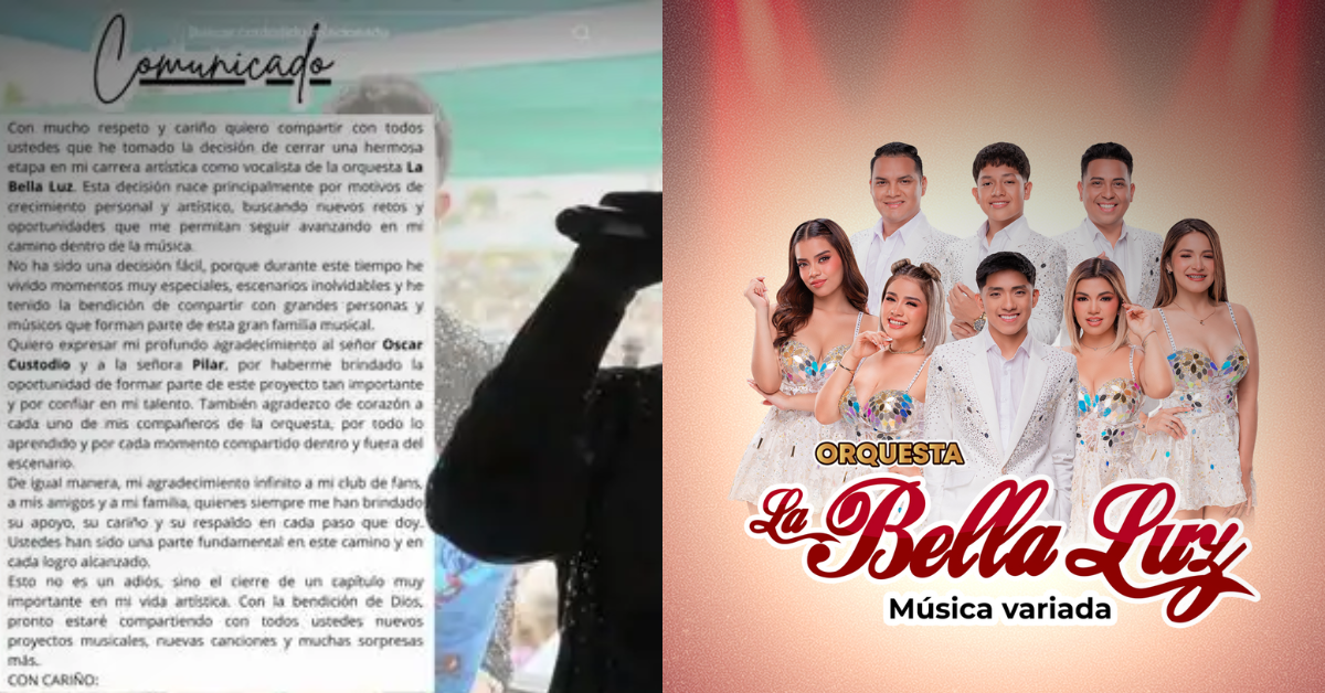 Cantante de "La Bella Luz" anuncia SU SALIDA de la banda de cumbia tras varios éxitos