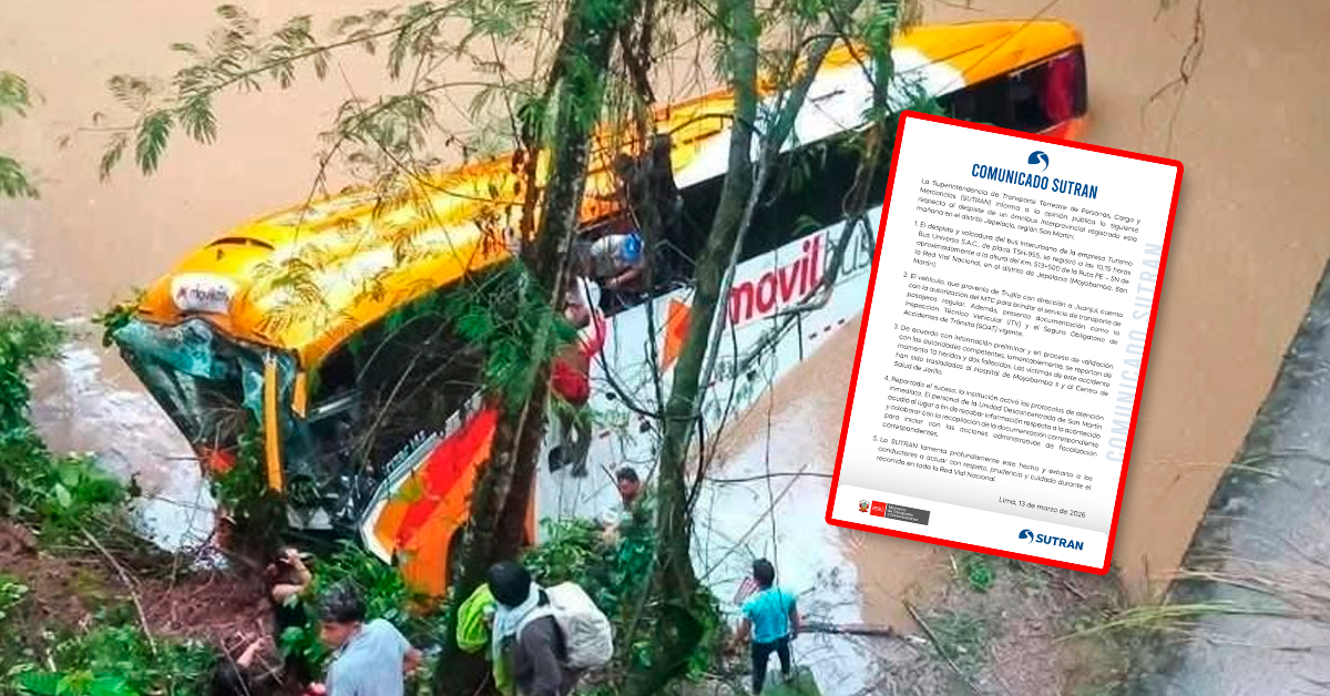 Sutran confirma personas fallecidas en trágico accidente de bus en San Martín