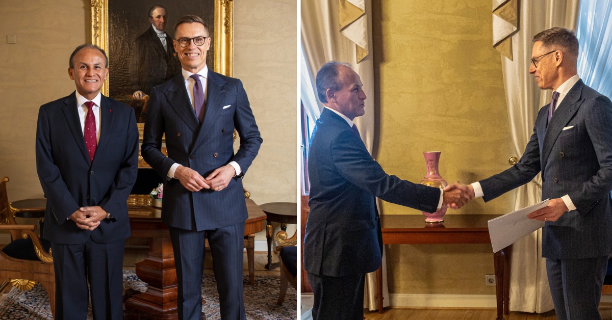 Embajador peruano presentó cartas credenciales ante el presidente de Finlandia