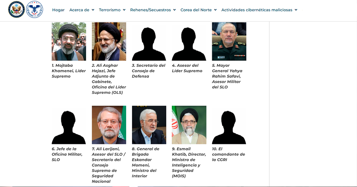 Comunicado emitido por Rewards of Justice.