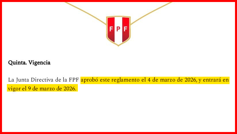 Documento se�ala que el reglamento entraba en vigor desde el 09 de marzo.