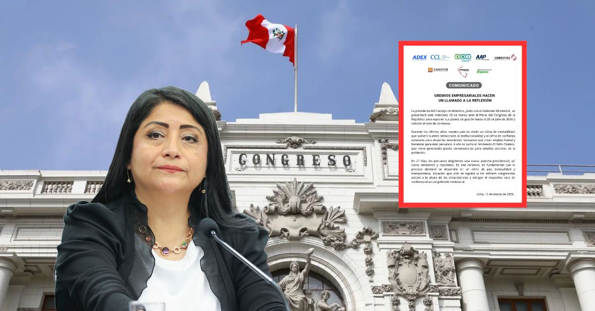 Gremios empresariales piden al Congreso otorgar el voto de confianza al Gabinete de Denisse Miralles
