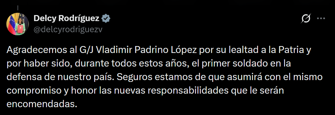 Rodr�guez oficia la salida de Padrino L�pez.