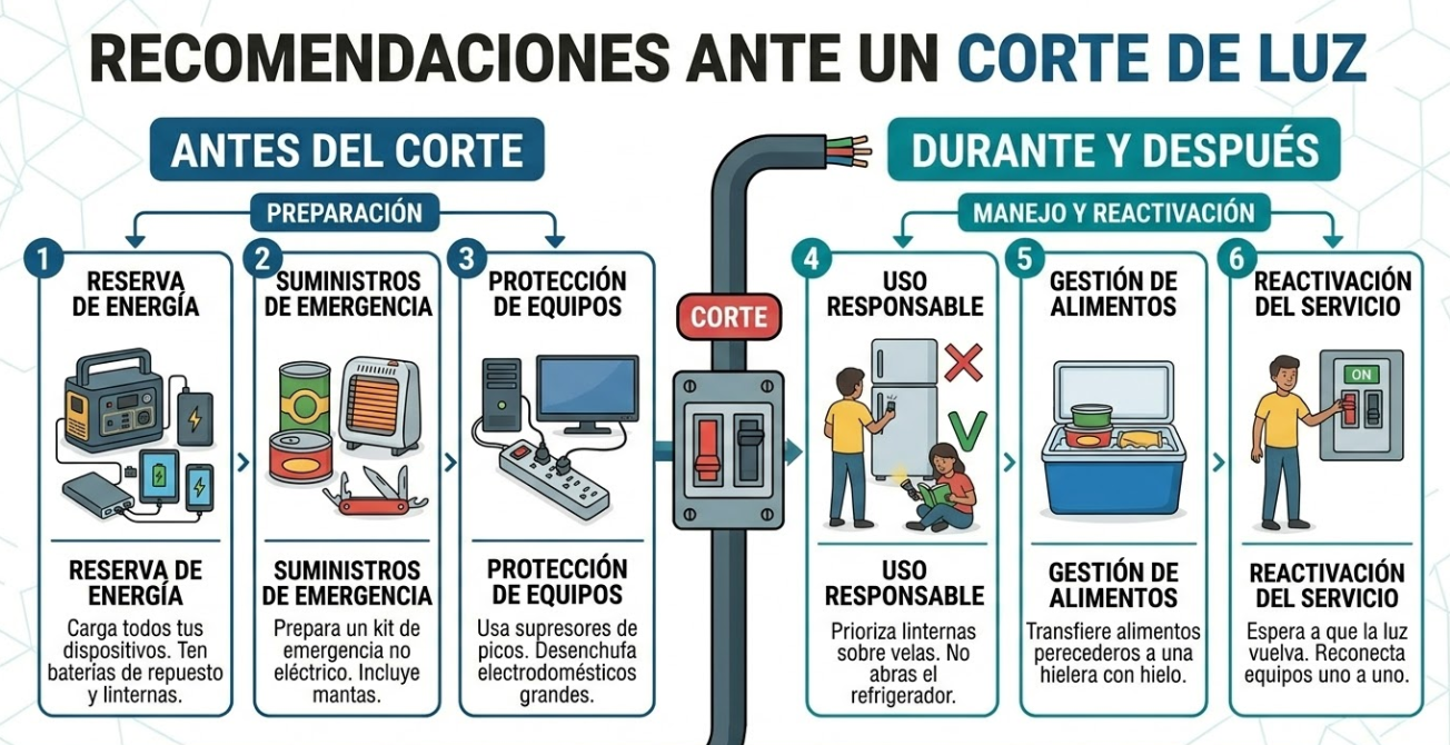 Recomendaciones ante un corte de luz.
