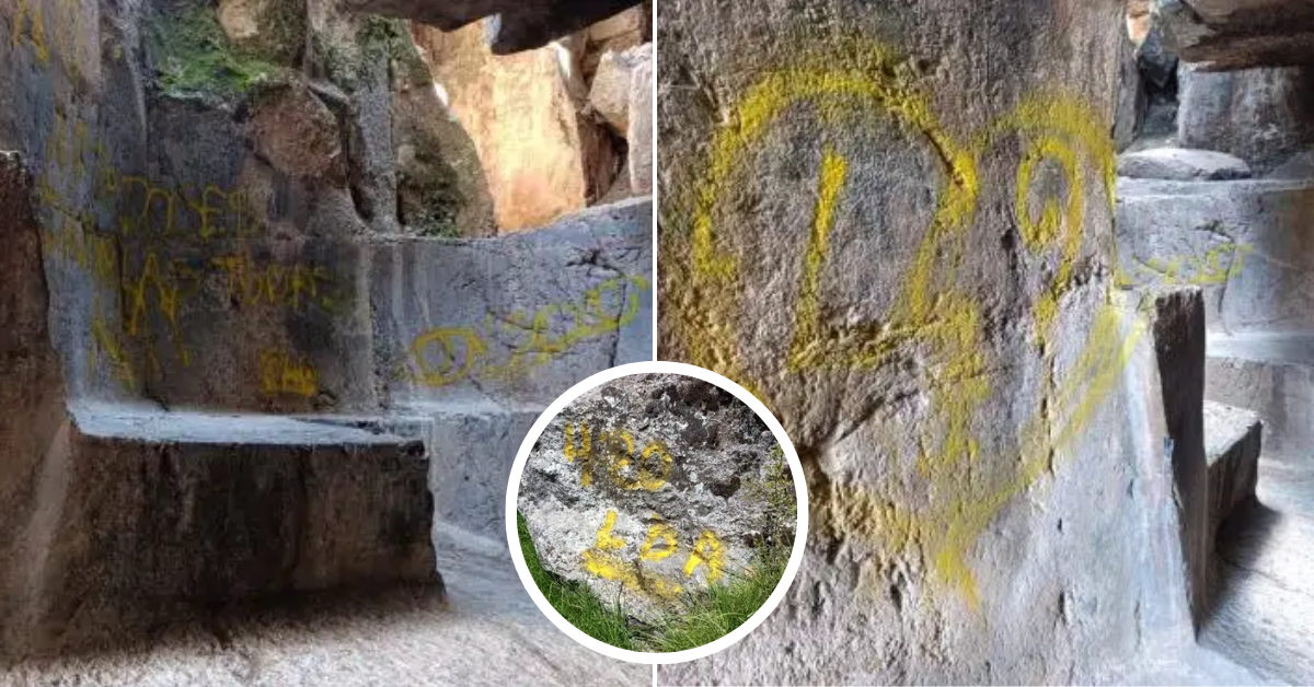 Desconocidos atentaron contra patrimonio en Cusco: realizaron grafitis con aerosol en Huaca Cheqtaqaqa