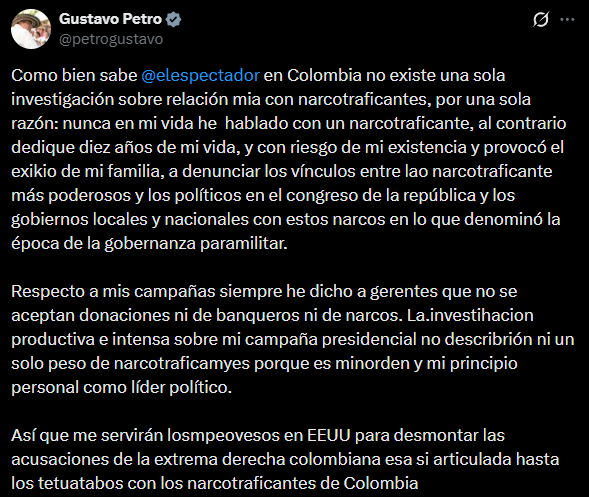 Pronunciamiento de Gustavo Petro.