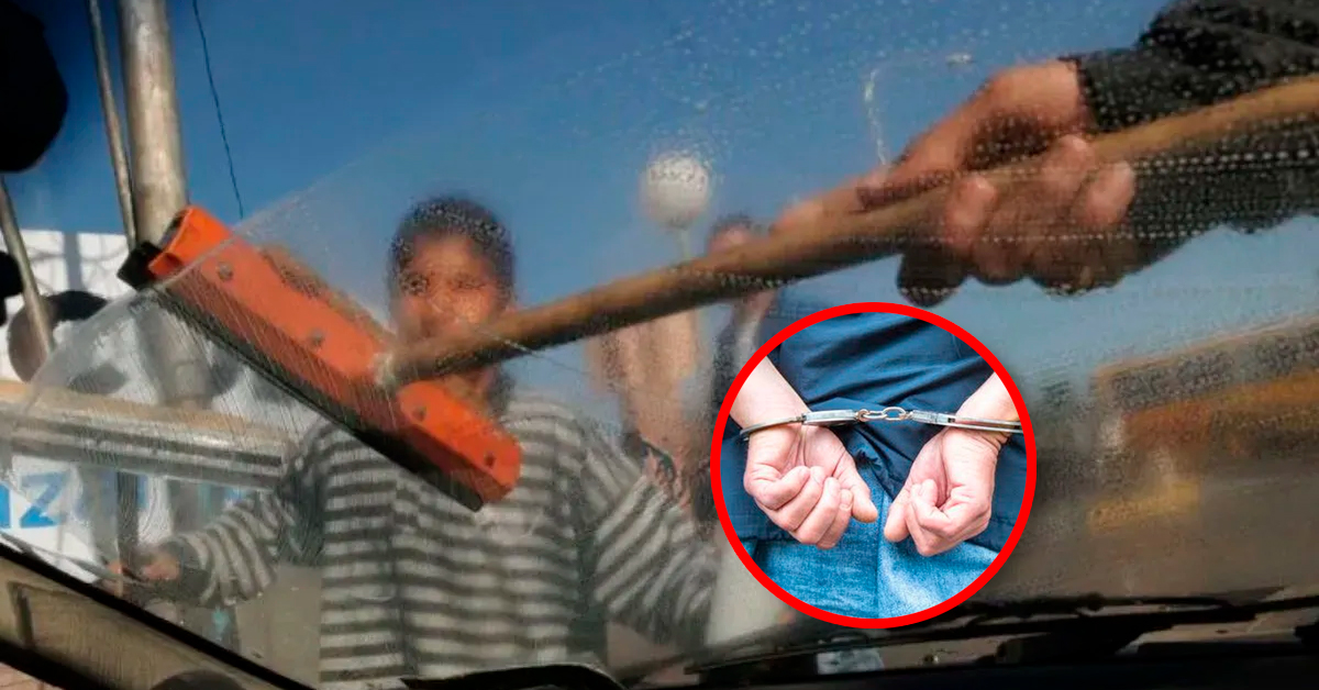 Limpiavidrios agrede a conductor que se negó a pagarle y termina detenido tras atacar a policías