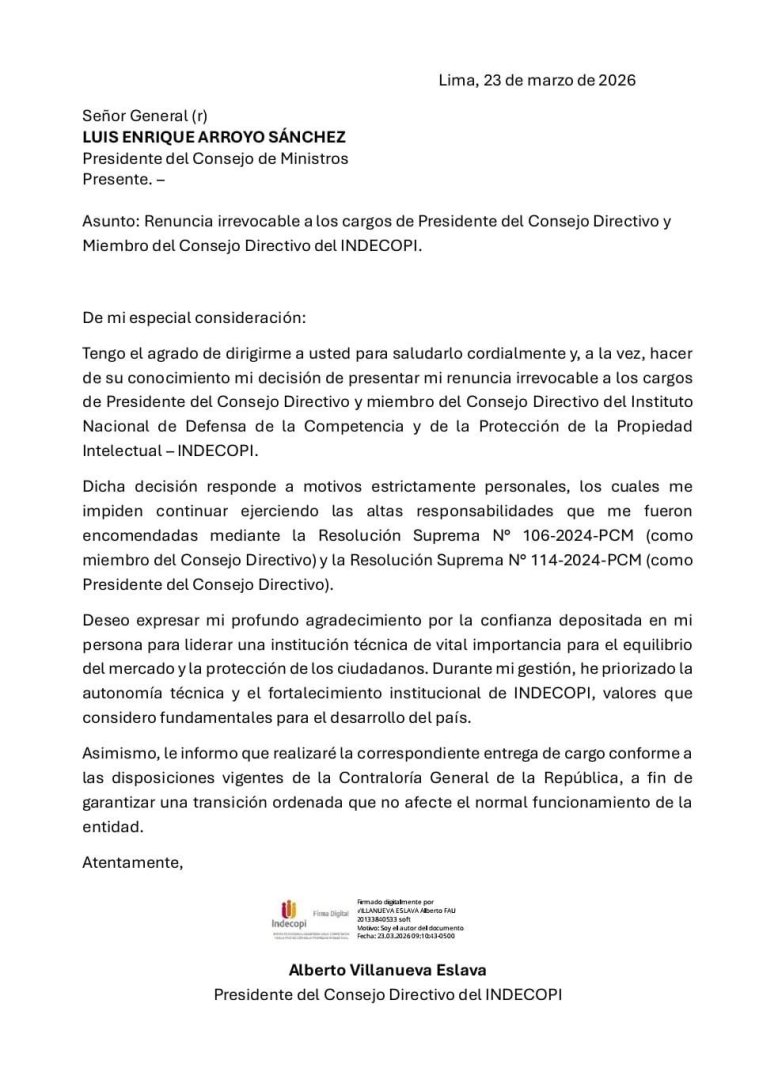 Carta de renuncia