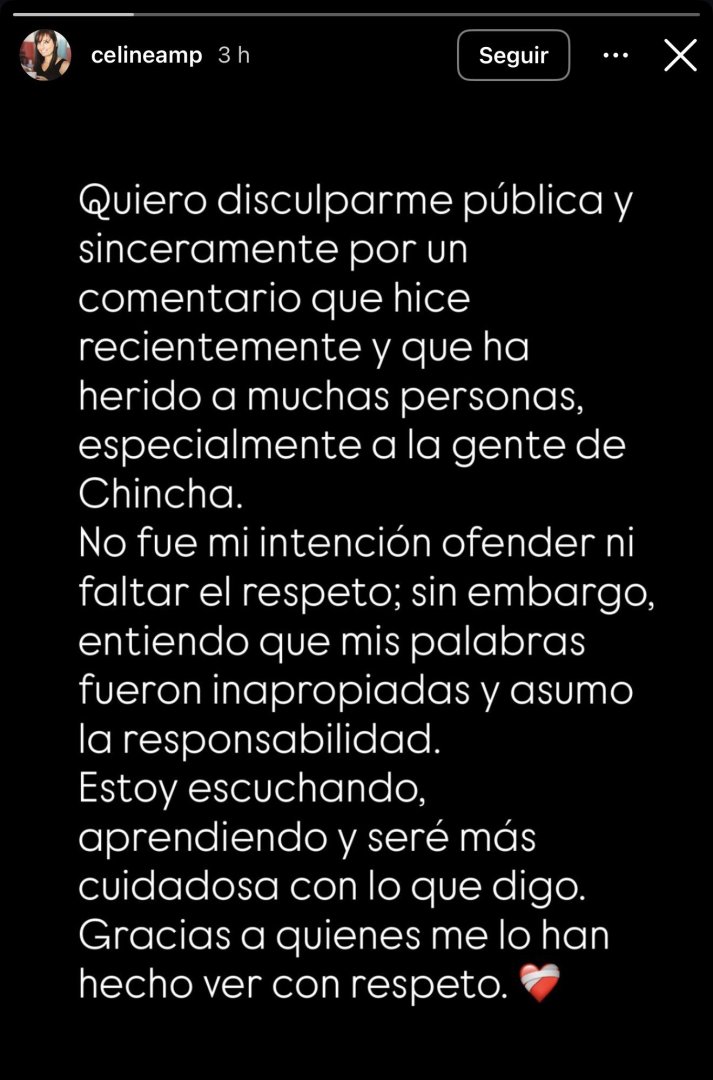 Comunicado de Celine Aguirre tras indignantes comentarios