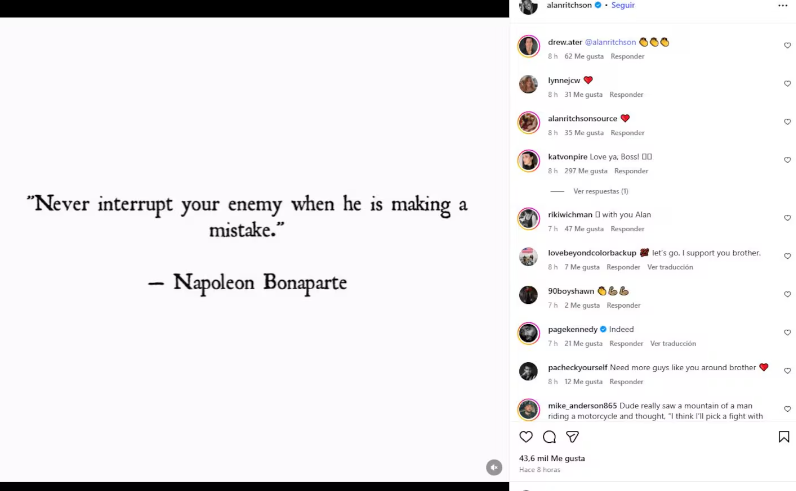 Mensaje del actor Alan Ritchson luego del esc�ndalo con un vecino en la calle.