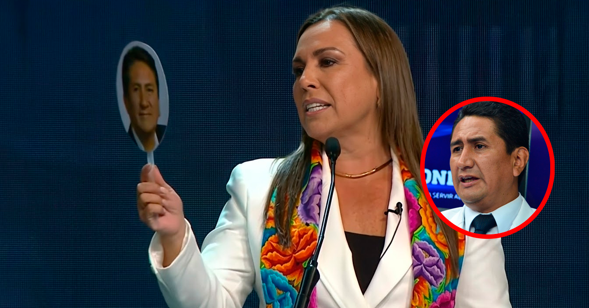 Fiorella Molinelli arremete contra Vladimir Cerrón en debate presidencial y lo acusa de estar prófugo