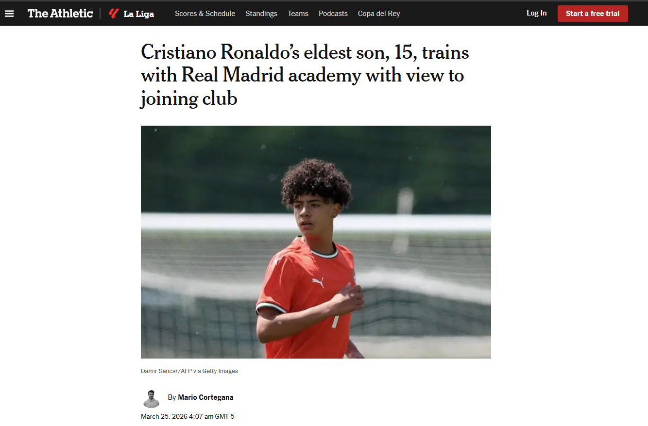 Cristiano Jr. entrena en el Real Madrid con miras a un posible fichaje