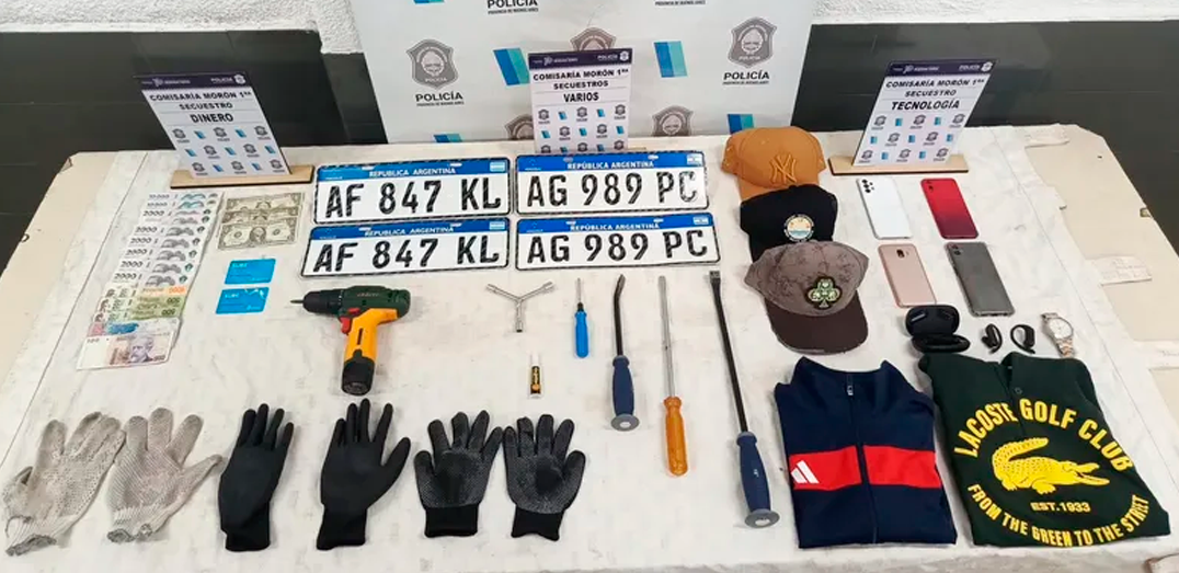 Policía descubrió un "kit para entraderas" que usaban los detenidos.