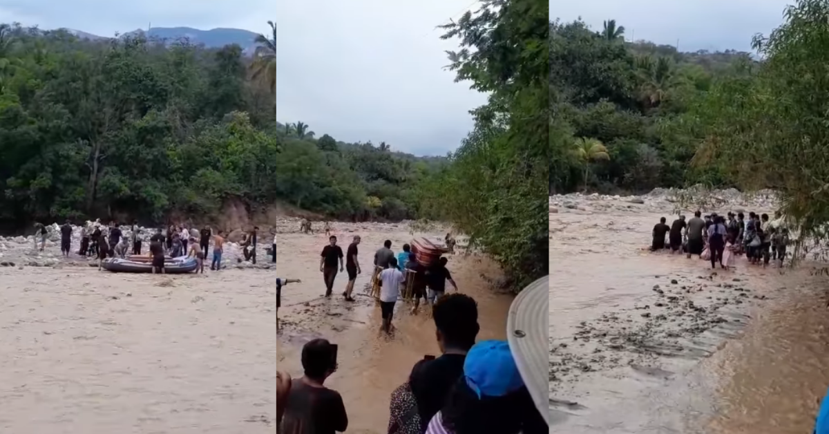 Cajamarca: Familia traslada féretro en flotador ante la falta de un puente peatonal en Cutervo