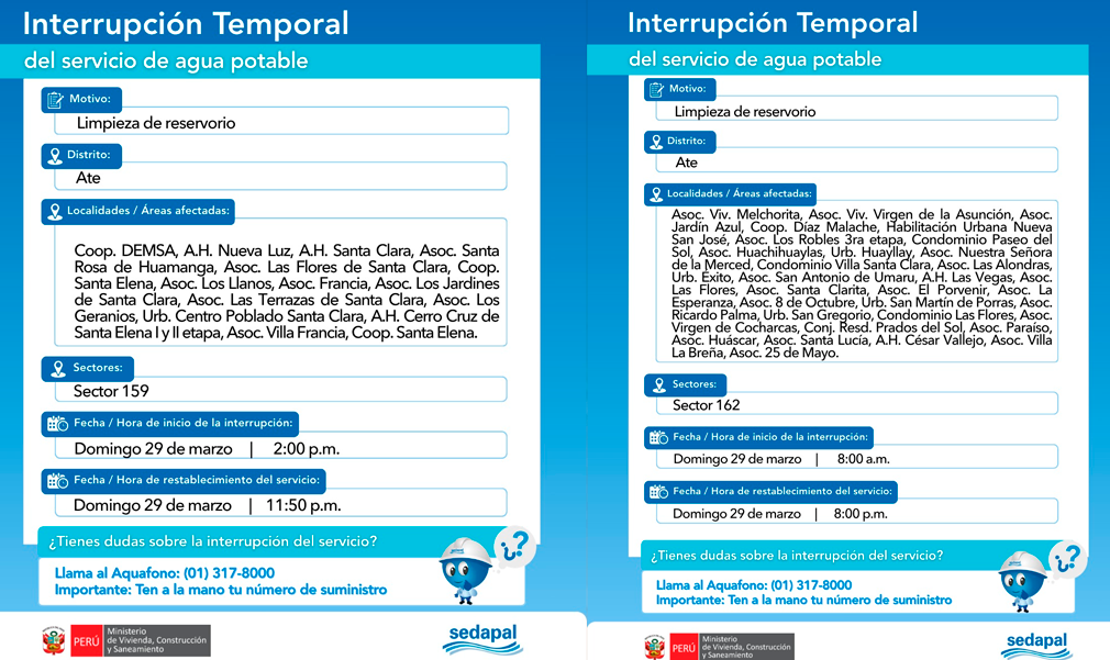 Sin servicio de agua potable en Ate.