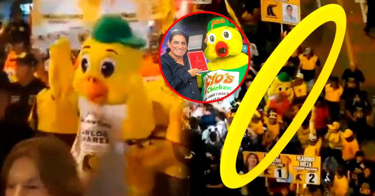 Carlos Álvarez llega al debate acompañado del recordado 'pollo' de 