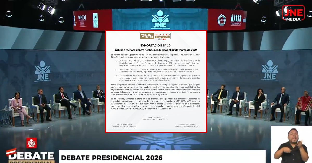 Debate Presidencial 2026: Tribunal de Honor del Pacto Ético rechaza ataques de jornada del 30 de marzo