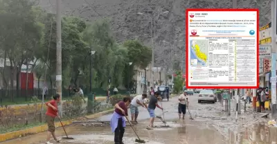 Regiones en alerta naranja por lluvias inform� SENAMHI