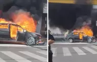Auto se incendia en avenida Universitaria: Conductor habr�a utilizado GLP en vez de GNV
