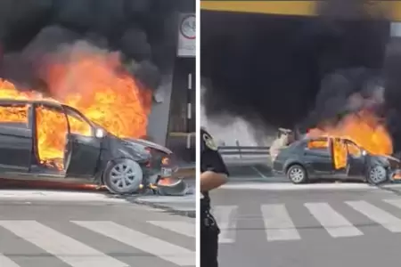 Auto se incendia en avenida Universitaria con Venezuela