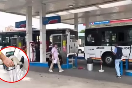 Buses hacen largas colas para abastecerse de GNV en La Victoria.