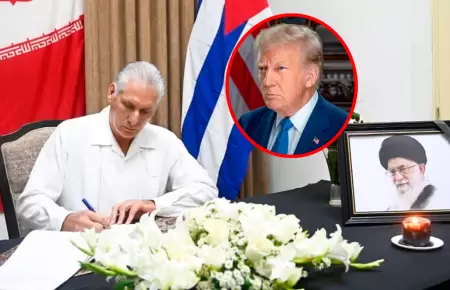 El presidente cubano Miguel D�az-Canel firmo el libro de condolencias en la emba