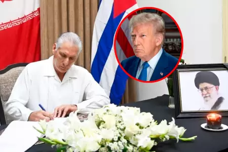 El presidente cubano Miguel D�az-Canel firmo el libro de condolencias en la emba